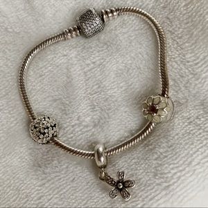 PANDORA BRACELET WITH 3 CHARMS